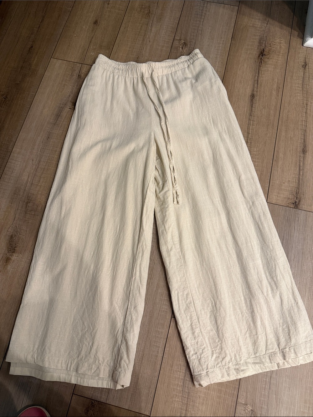 Vince Camuto Cream Wide-Leg Drawstring Pants
